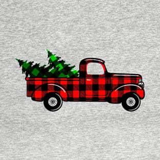 Truck Plaid Merry Chritsmas Gift T-Shirt